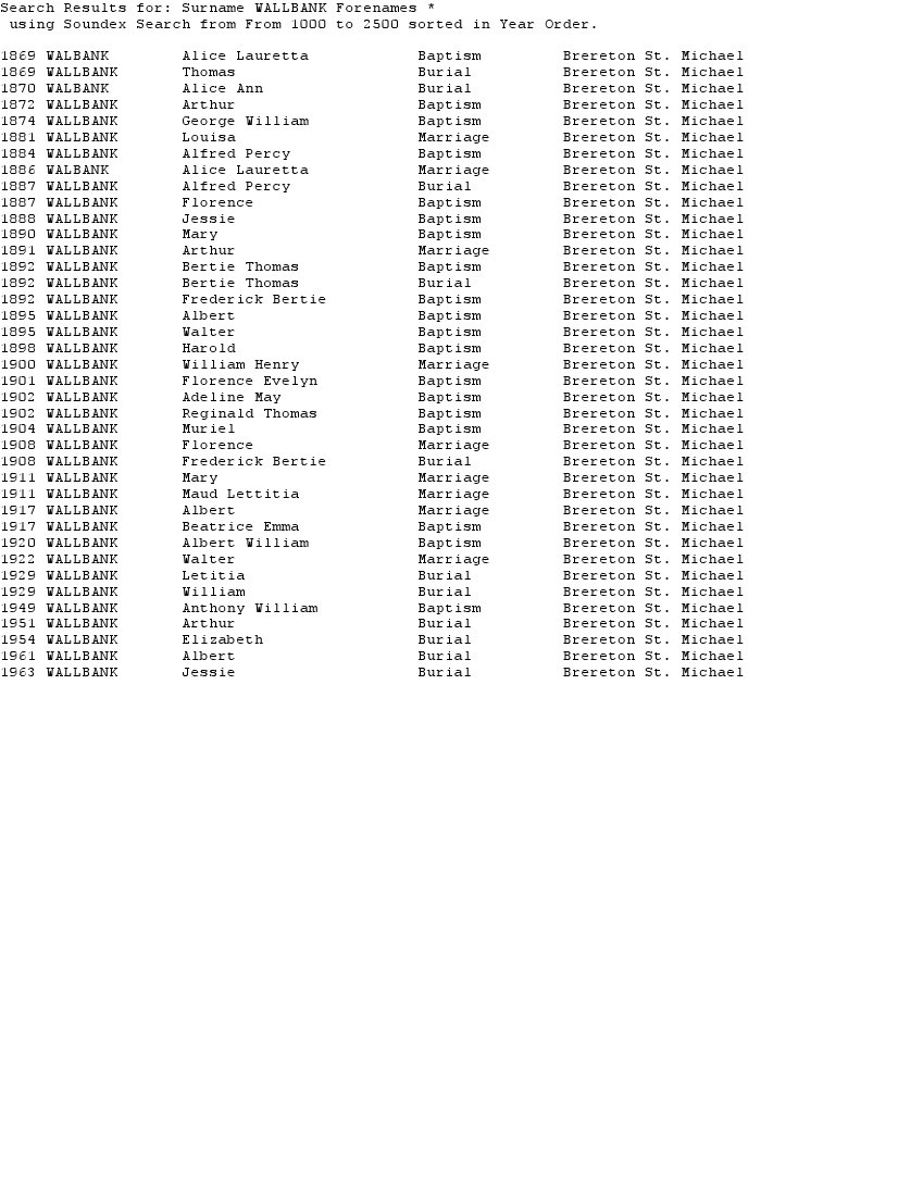 Brereton Registers